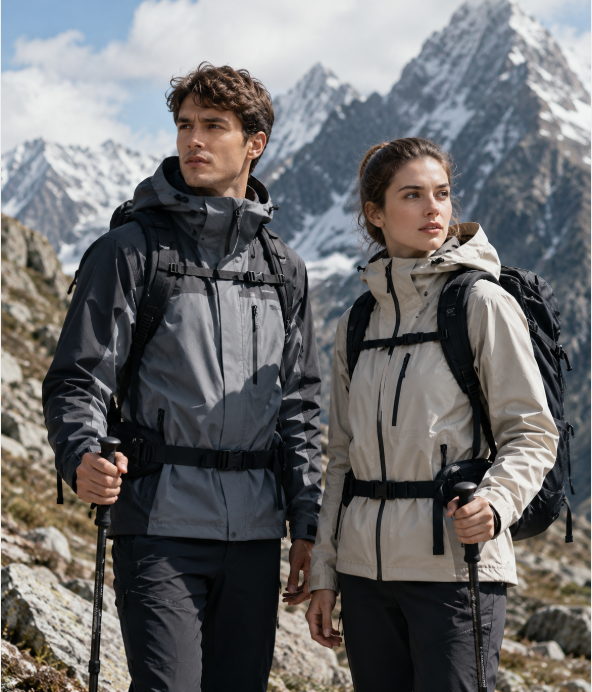 Polyester jackets factory and product visuals