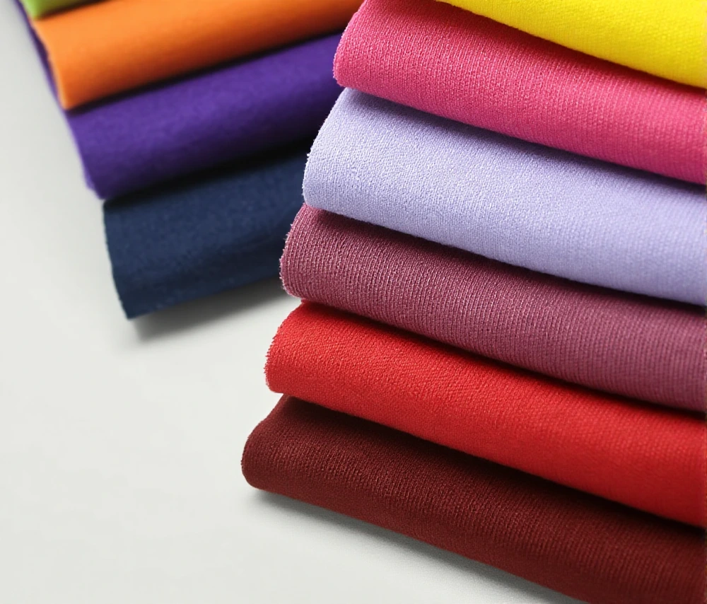 GOWDL multi-color high-performance polyester fabric swatches stack for custom apparel selection