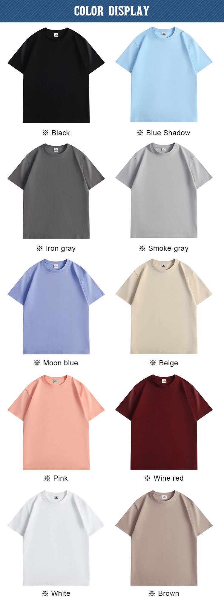 10 colors wholesale 100 percent cotton T shirts