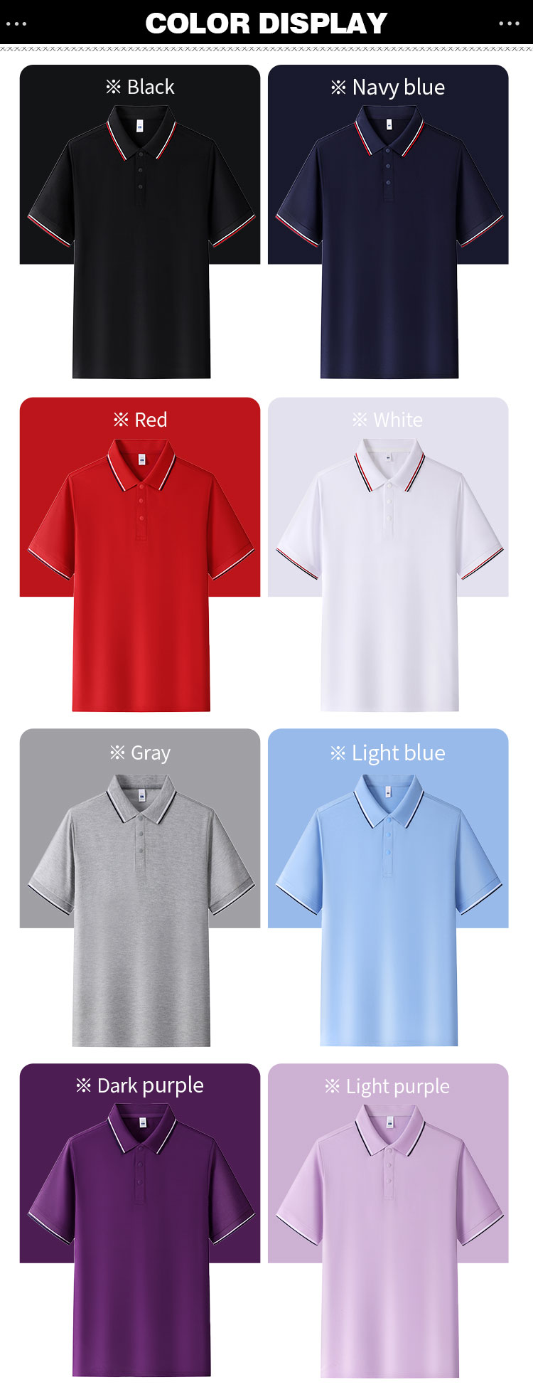 MW-6203 wholesale contrast trim polo shirt available in 8 colors