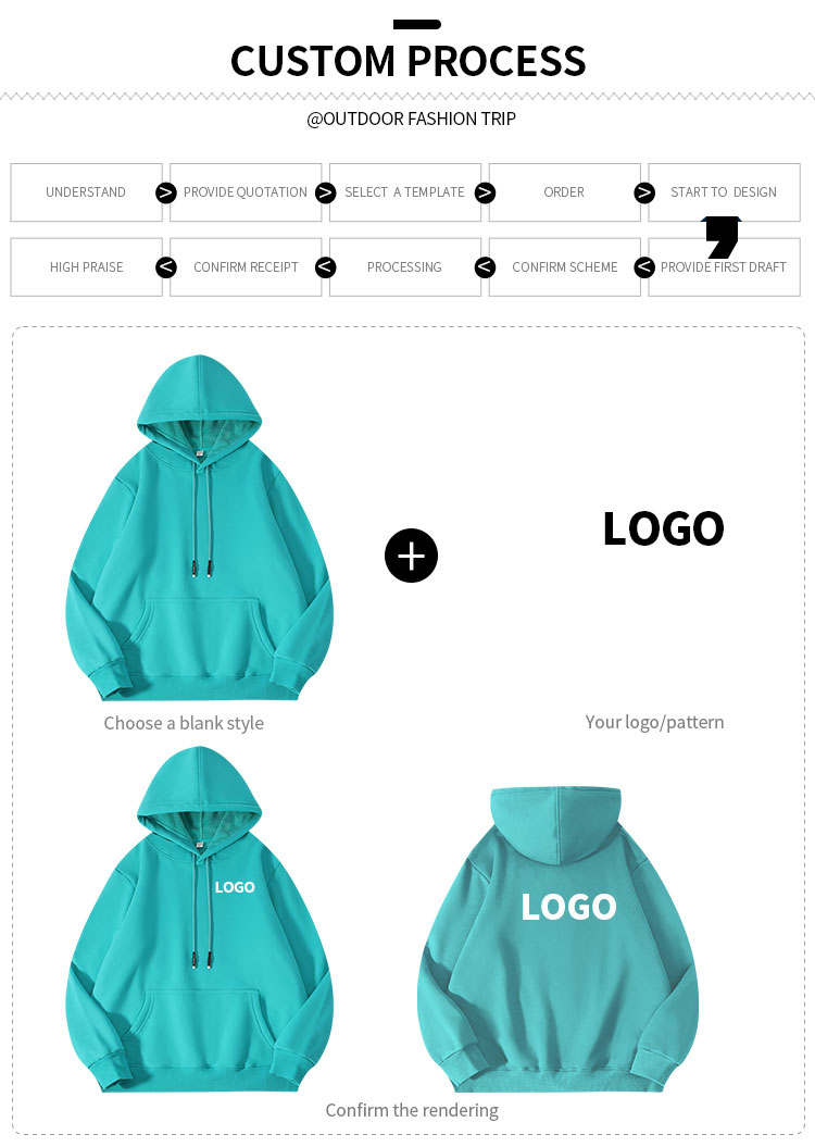 Custom logo embroidery heat transfer and printing on crewneck sweatshirts