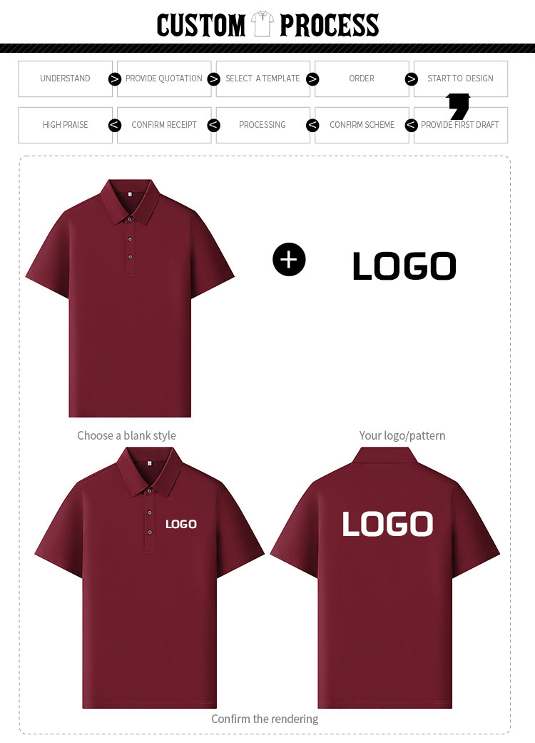 Custom logo options for retail staff tri-blend polo shirts