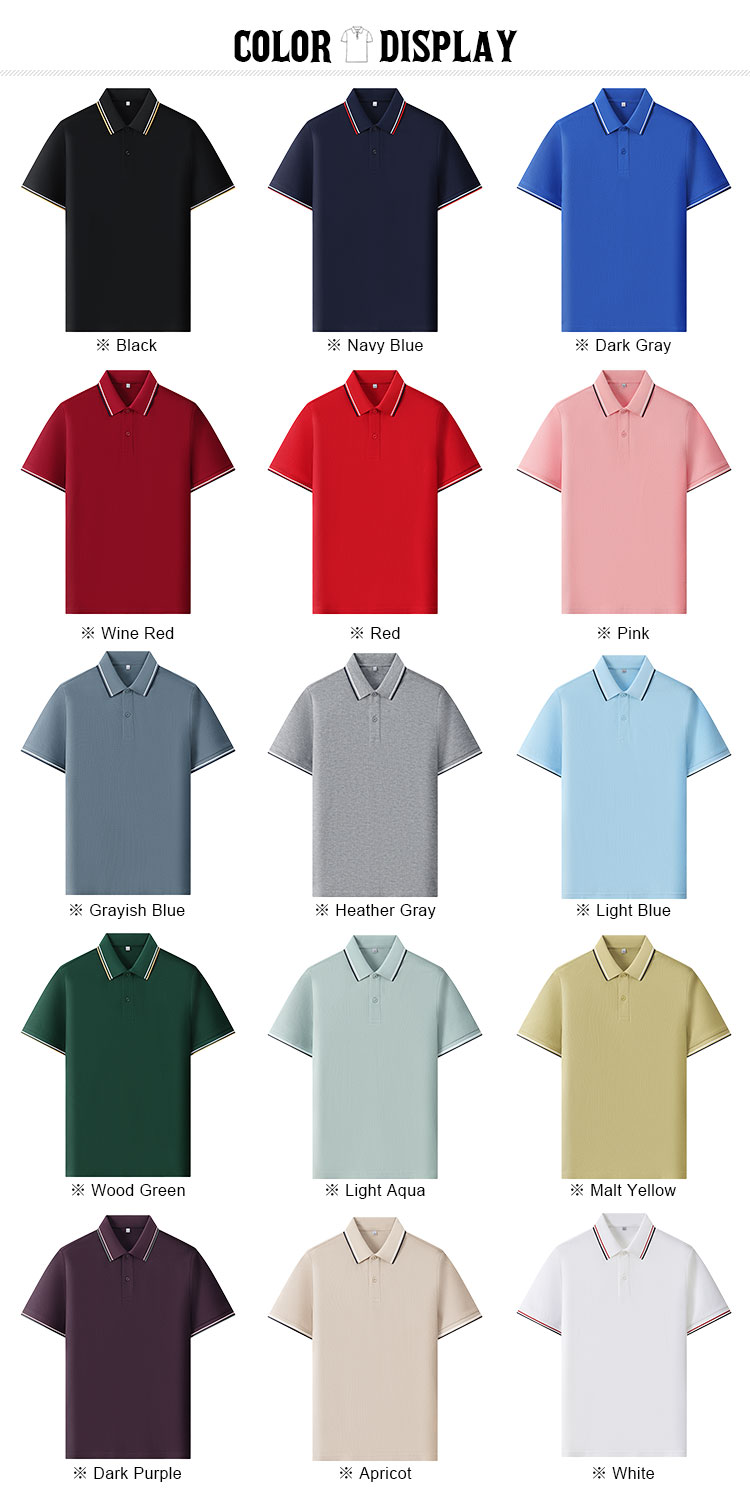 15 colors hotel staff cotton polo shirts with contrast trim