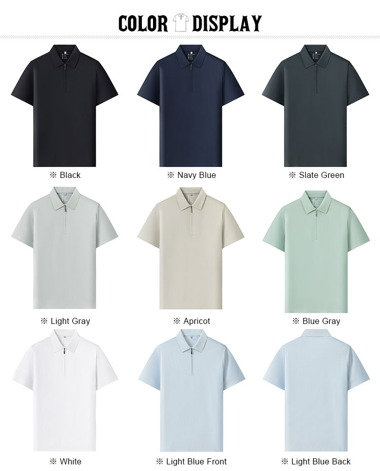 8 colors nylon spandex zip polo shirts