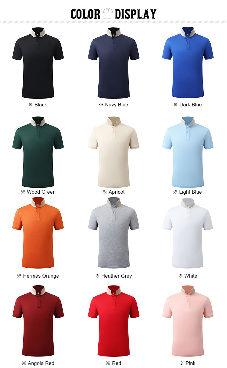 12 colors tri-blend stand collar polo shirts