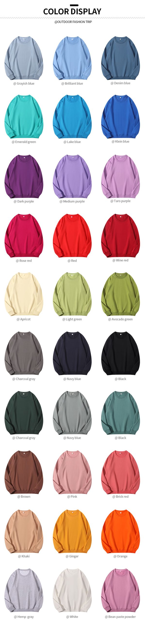 30 colors wholesale cotton spandex hoodies
