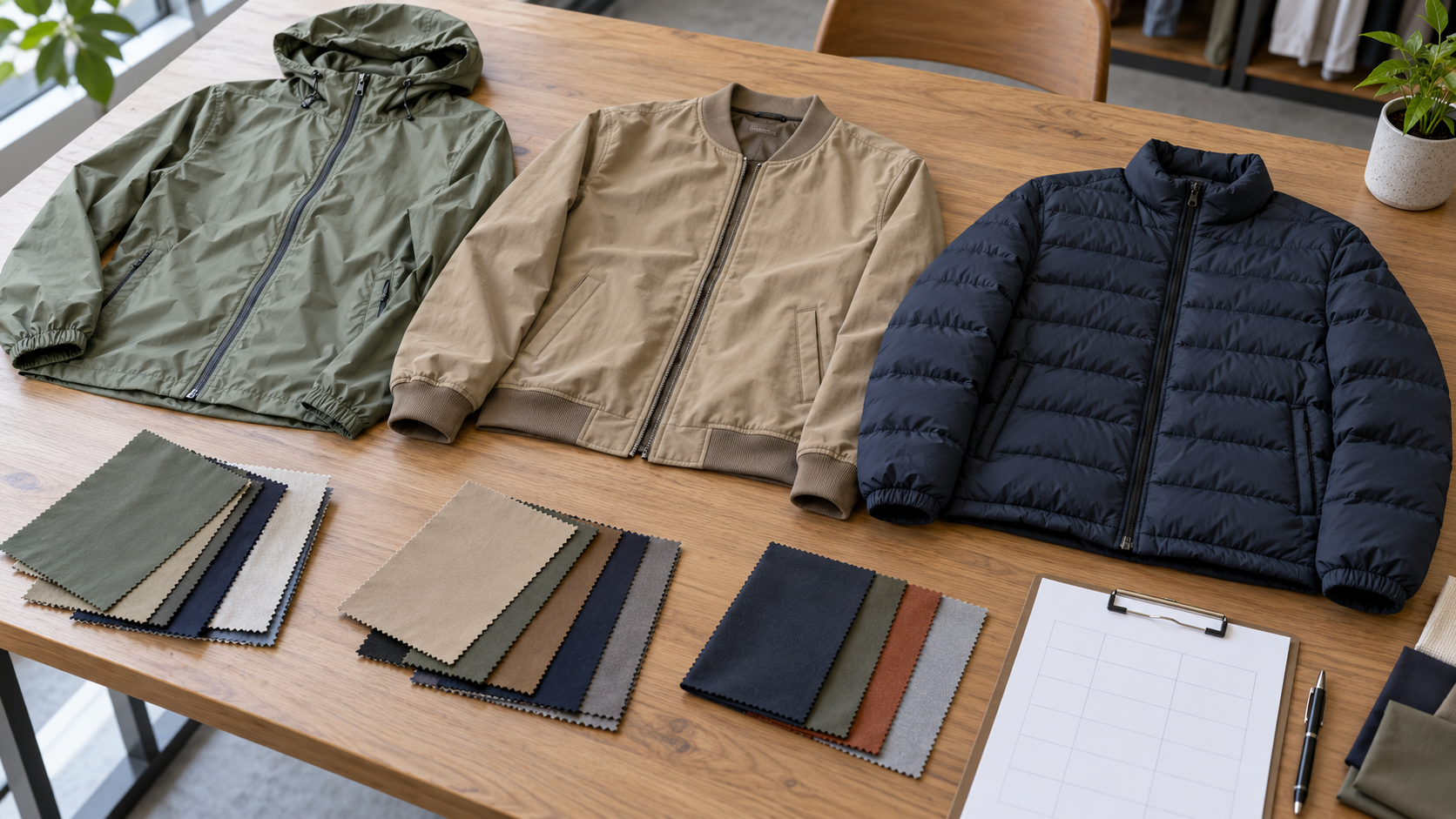 Wholesale jacket assortment with windbreaker, bomber and insulated styles